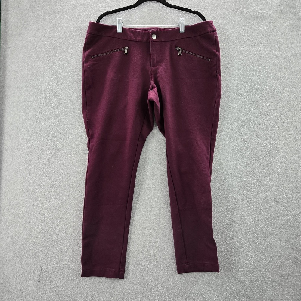 Torrid Women Pants 16 Red Nylon Rayon Jegging Moto Zipper 26" Inseam